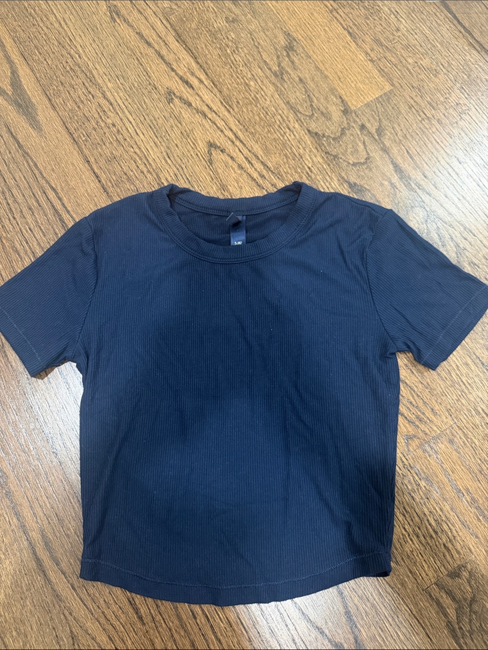 Skims Navy Ribbed Short Sleeve Tee